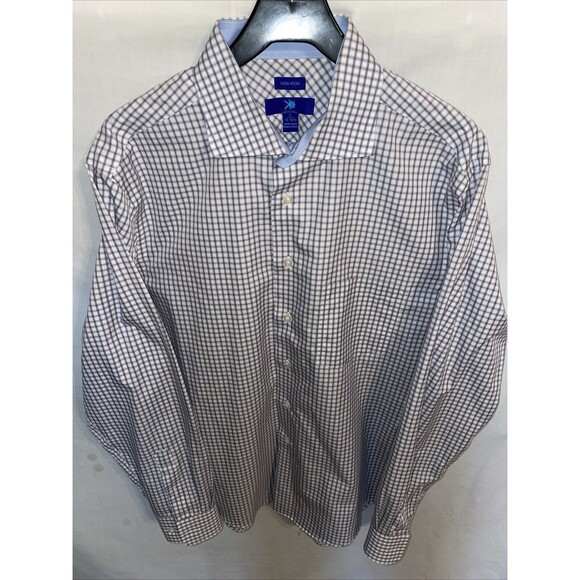 Egara Men’s Dress Shirt Size Large Red Blue Striped Business Formal Wedding City - Picture 1 of 12